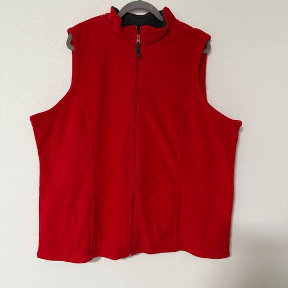 Laura Scott Women's Red  Fleece Full Zip Vest Size 2X - Picture 1 of 14